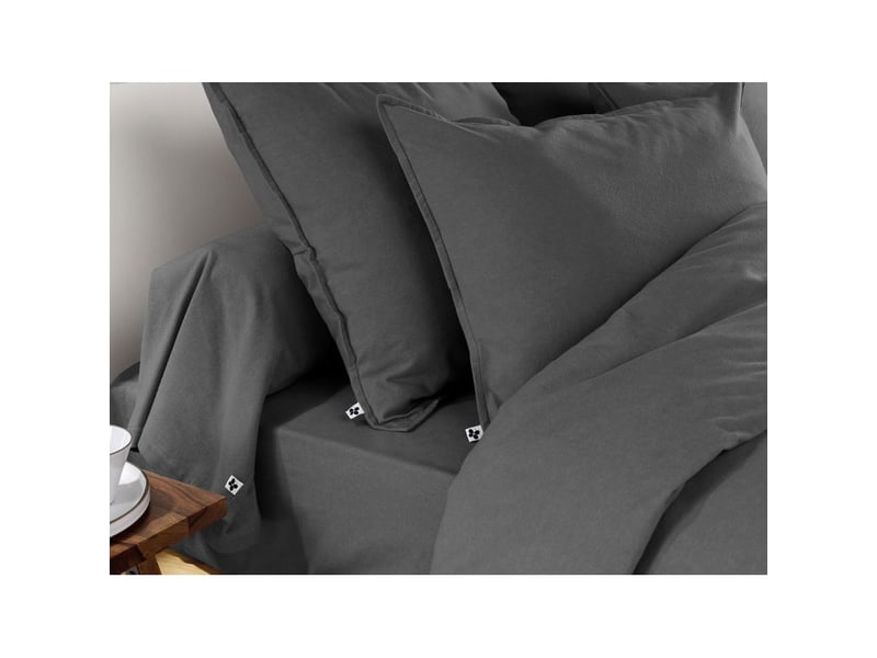  Housse de couette flanelle  coton 200x200 candice gris orage  - Conforama D