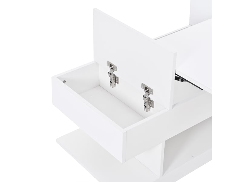  Table basse relevable 98x45x40 cm led panneau de particules blanc  - Conforama D