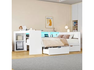 Lit avec rangement 140x200 cm <strong></strong>  <strong></strong> coloris blanc