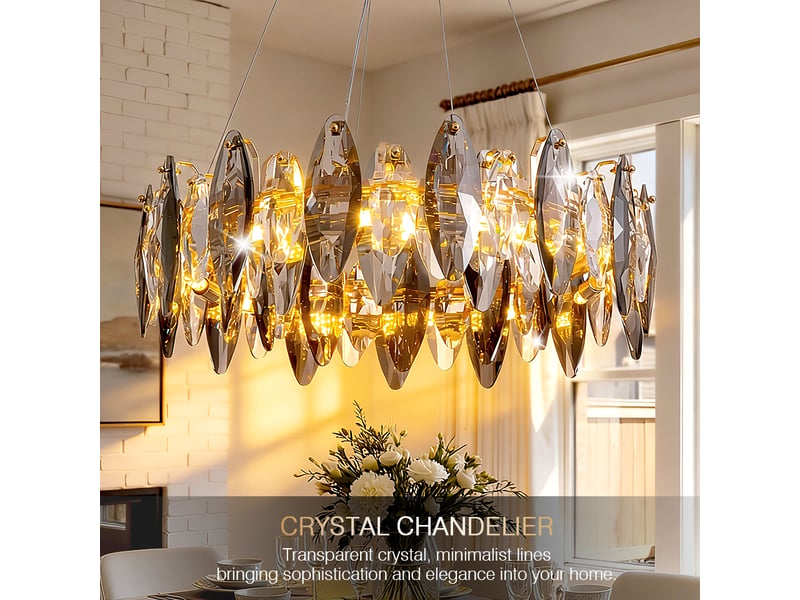  Lustre en cristal plumes dorées e – éclairage 3 couleurs ASLED-829 - Conforama C