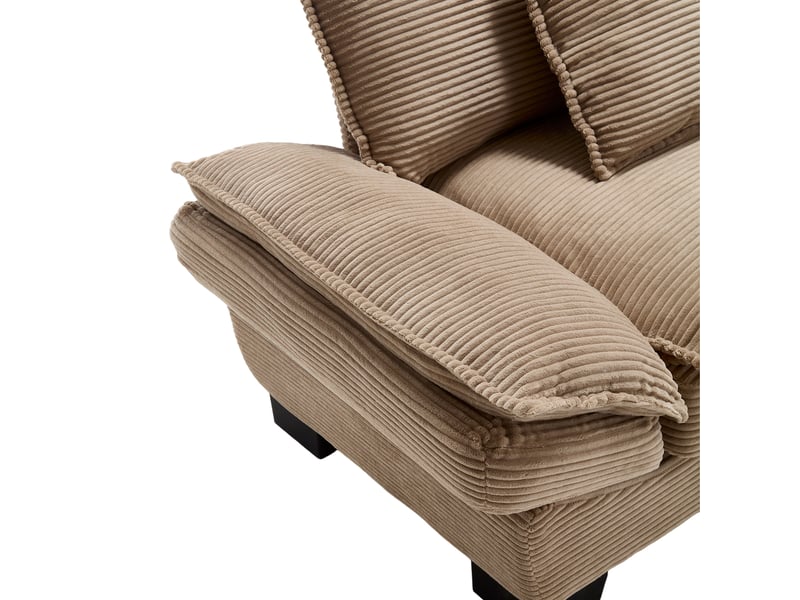  Canapé droit, 2 places, design simple, pieds en plastique, cadre en bois, oreillers latéraux, moderne, velours, marron  - Conforama E