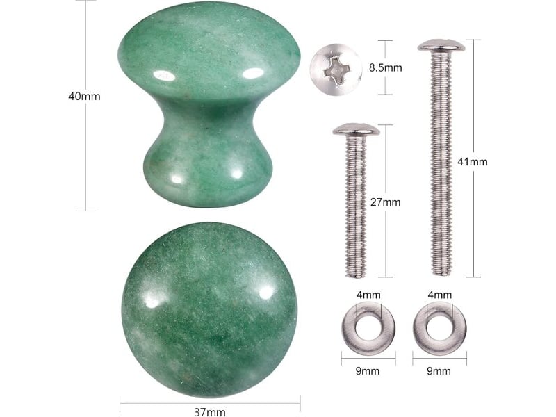  Pack de 2 poignées en cristal en forme de champignon en aventurine verte, tirettes décoratives pour cuisine et meubles  - Conforama A