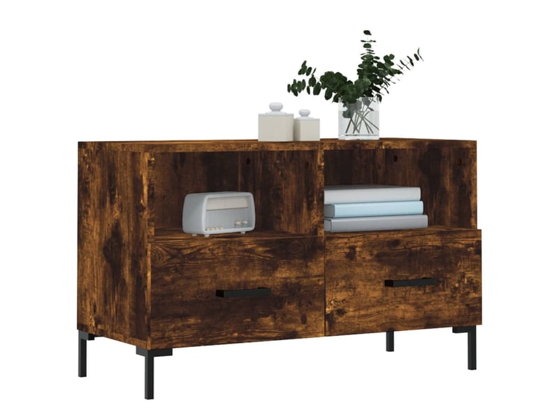  Meuble tv - banc tv - meuble de rangement chêne fumé 80x36x50 cm bois d'ingénierie  - Conforama C
