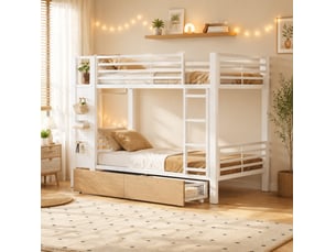 Lit superposé 90x200 cm <strong>COVREO </strong> <strong></strong> coloris blanc