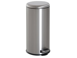 Poubelle à pédale 30 l en acier inoxydable argenté, couvercle à fermeture lente et seau amovible