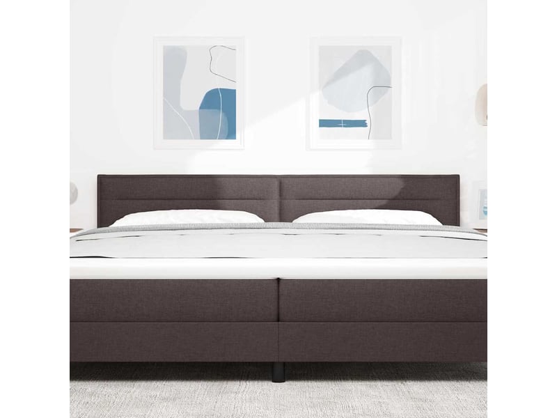  Tête de lit | panneau de tête de lit led avec bandes led marron foncé 200 cm tissu  - Conforama D