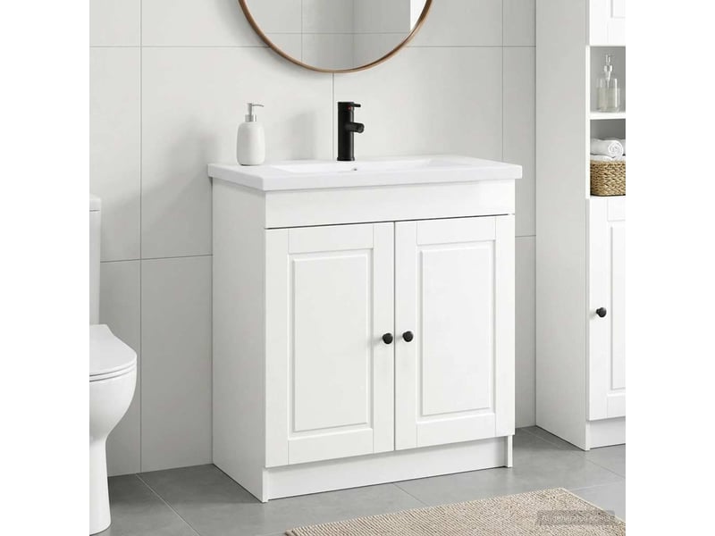 Ensemble de mobilier de salle de bain blanc brillant shl3658  - Conforama B