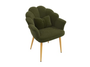 Chaise verte en tissu teddy (lot de 4), dimensions 64 x 65,5 x 85 cm, dossier fleuri et coussinet confortable