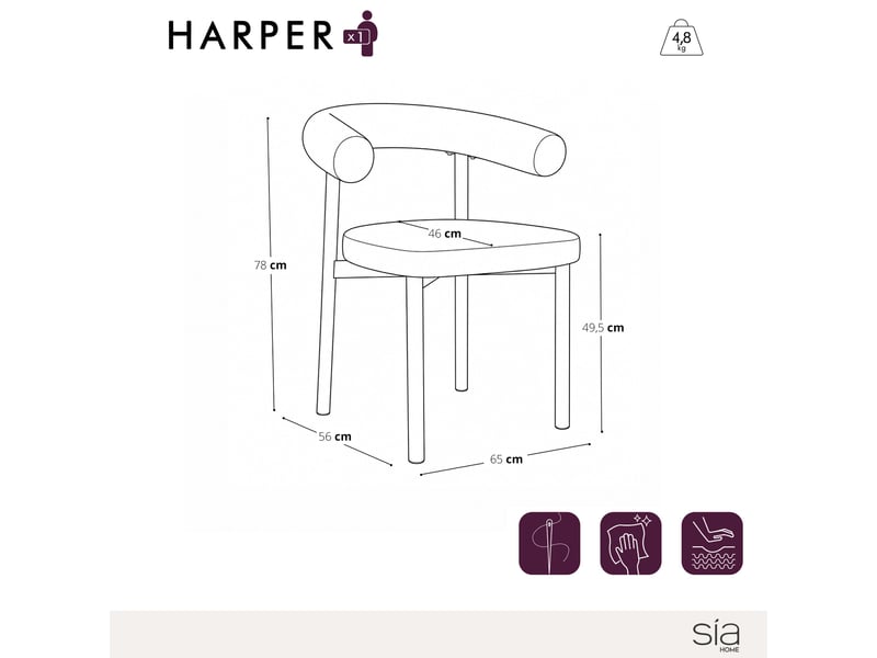  Lot de 2 chaises en tissu tramé toucher doux vert vintage harper SC65TTDVV - Conforama E