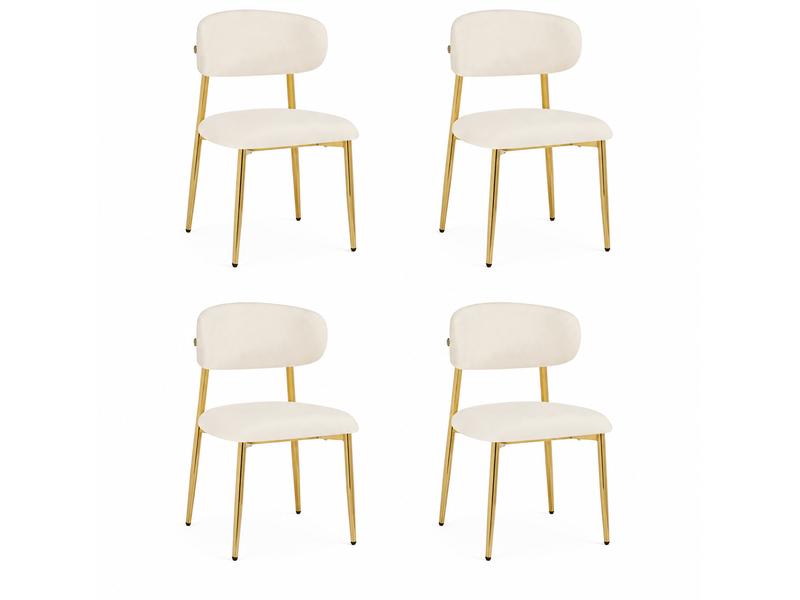 Lot de 4 chaises de salle à manger 51x50x81 cm rembourrées blanches et dorées - Conforama A