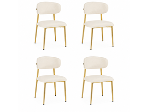 Lot de 4 chaises de salle à manger 51x50x81 cm rembourrées blanches et dorées