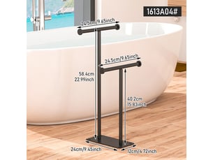 Porte-serviettes de salle de bain – porte-serviettes sur pied – porte-serviettes de bain – avec plateau (24 x 12 x 59 cm)