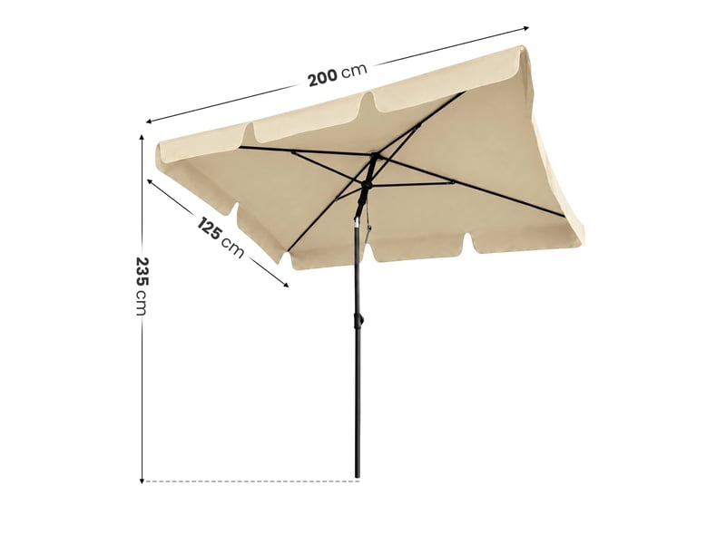  Parasol de plage floks avec protection uv beige, poids 2,8 kg dimensions l200xl123xh235 cm FLOKS - Conforama C