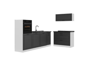 Vicco cuisine, anthracite campagneblanc, 220cm plan de travail anthracite