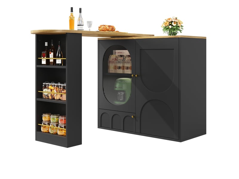  Table de bar noir - 204cm mdf et métal table de bar noir - Conforama A