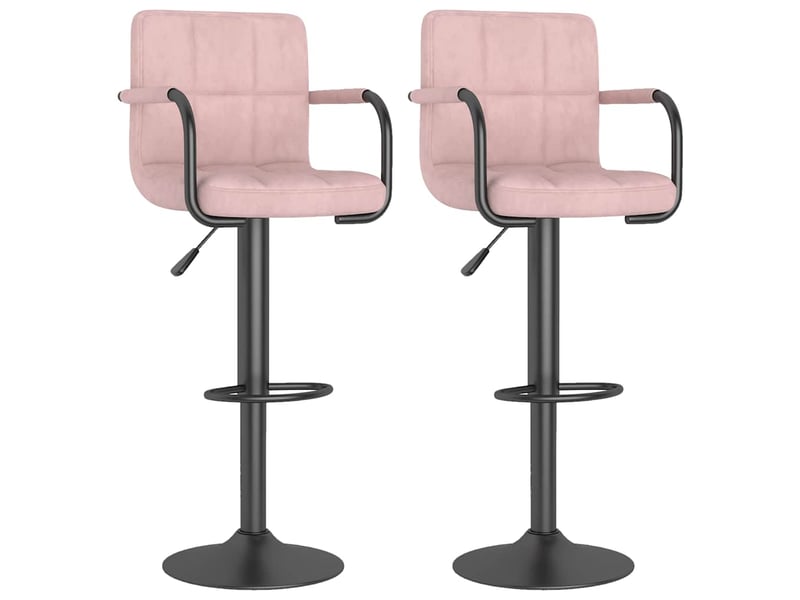  Lot de 2 tabouret de bar, chaise de bar rose velours shl31119  - Conforama A