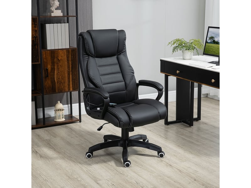  Fauteuil de massage de bureau réglable en hauteur (6 points), similicuir noir, 66 x 78 x 112-120 cm  - Conforama C