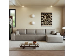 Canapé d'angle droit fixe <strong></strong> <strong>Qualité haut de gamme</strong> 4 places Tissu naturel