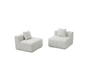 Canapé 2 places - 165x60.9x73.6 cm - canapé droit modulaire chenille avec 2 coussins, sans montage - blanc