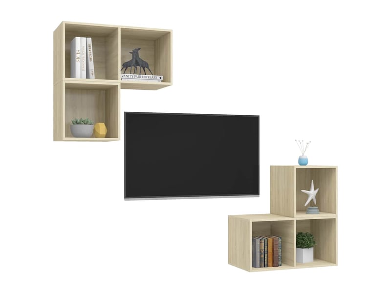  Ensemble de meubles tv 4 pcs chêne sonoma bois d'ingénierie shl20393  - Conforama C