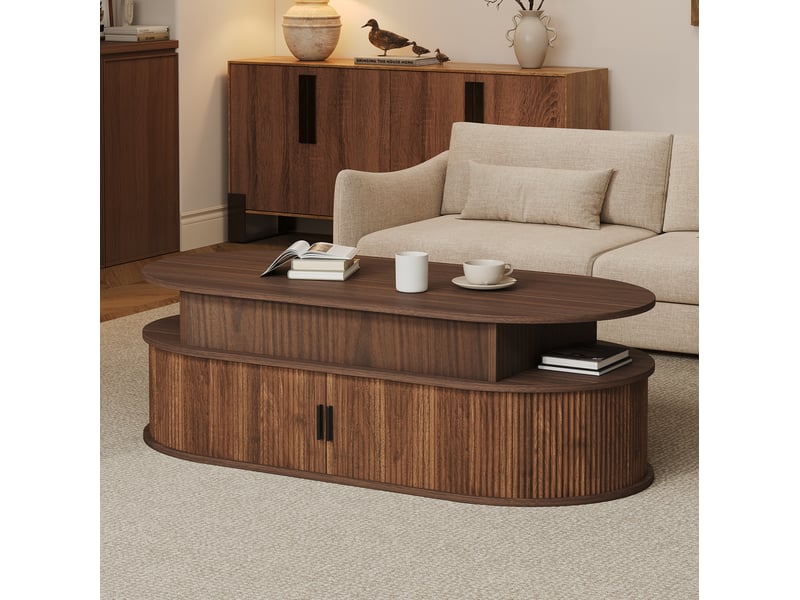  Table basse relevable avec rangement 100 x 50 cm effet noyer evryae  - Conforama D