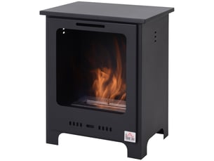 Cheminée au bioéthanol noire, flamme réelle, capacité 0,9 l