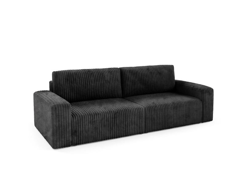 Canapé convertible 4 places en velours côtelé fano noir - Conforama B