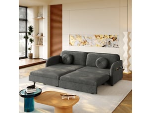 Canapé droit convertible <strong></strong> <strong>Fay Lum</strong> 3 places Tissu gris