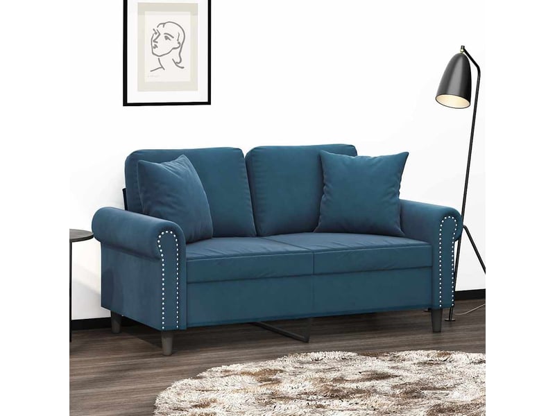  Lot de 2 coussins décoratifs bleu 40x40 cm velours cf60857  - Conforama B