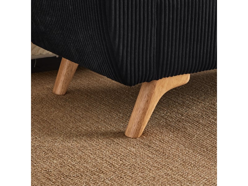  Banc coffre pliable en velours côtelé avec pieds en bois noir 145x51x57 cm W3915P509879 - Conforama E