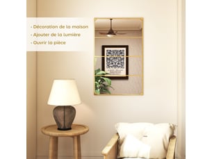 Miroir rectangulaire à fixer coloris doré <strong></strong>  <strong></strong> - 109 cm x 109 cm