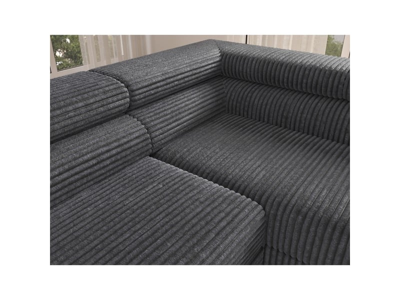  Canapé d'angle colesia convertible 5 places brun clair velours côtelé – droit – 274x200cm  - Conforama D