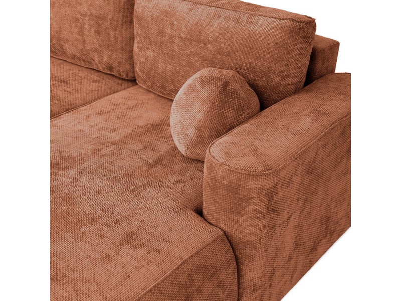  Canapé d'angle moon mini avec fonction couchage, tissu flow, côté droit, brique (04)  - Conforama E