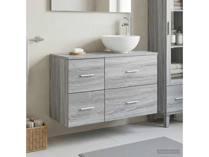  Ensemble de mobilier de salle de bain 2 pcs sonoma gris shl708  - Conforama B