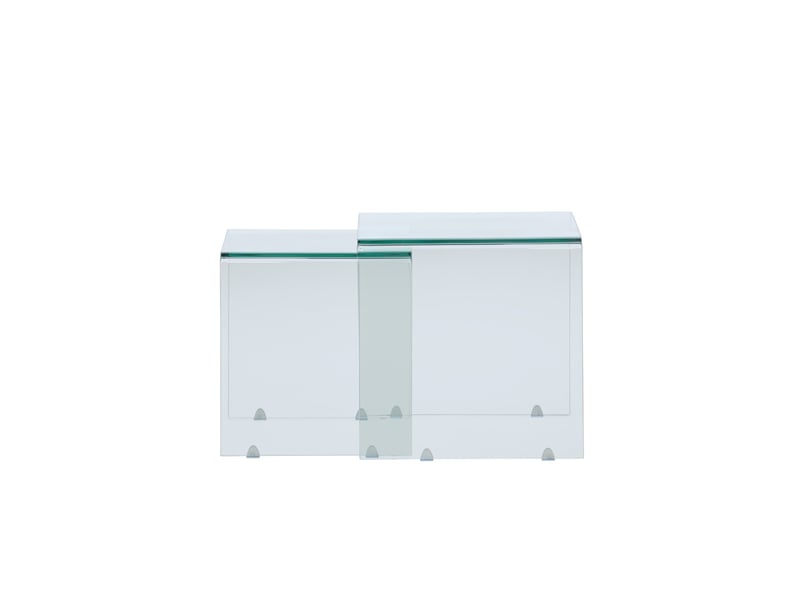  Lot de 2 tables d'appoint en verre telemark 42cm transparent  - Conforama B