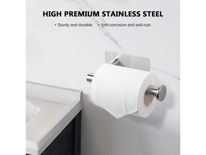  Porte-papier toilette en acier inoxydable, sans perçage, adapté à la salle de bain et à la cuisine, carré brossé  - Conforama B
