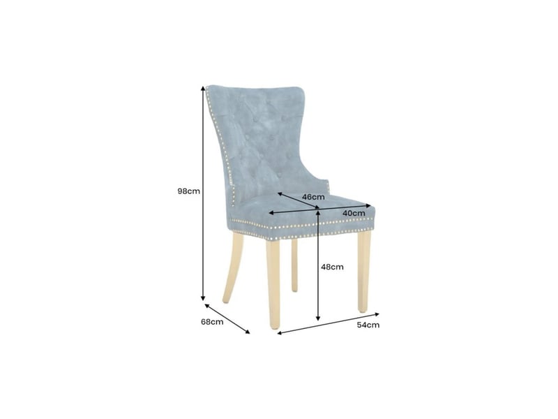  Lot de 2 chaises chesterfield regina bleu pétrole en velours capitonné – tête de lion dorée, clous décoratifs et pieds acier  - Conforama C