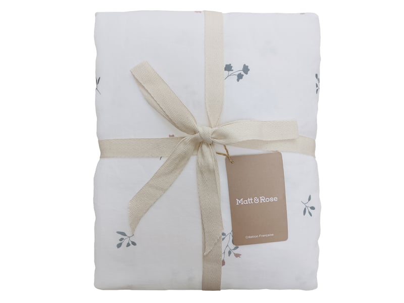  Parure de lit imprimée en gaze de coton, fleurettes 140x200+65x65cm  - Conforama C