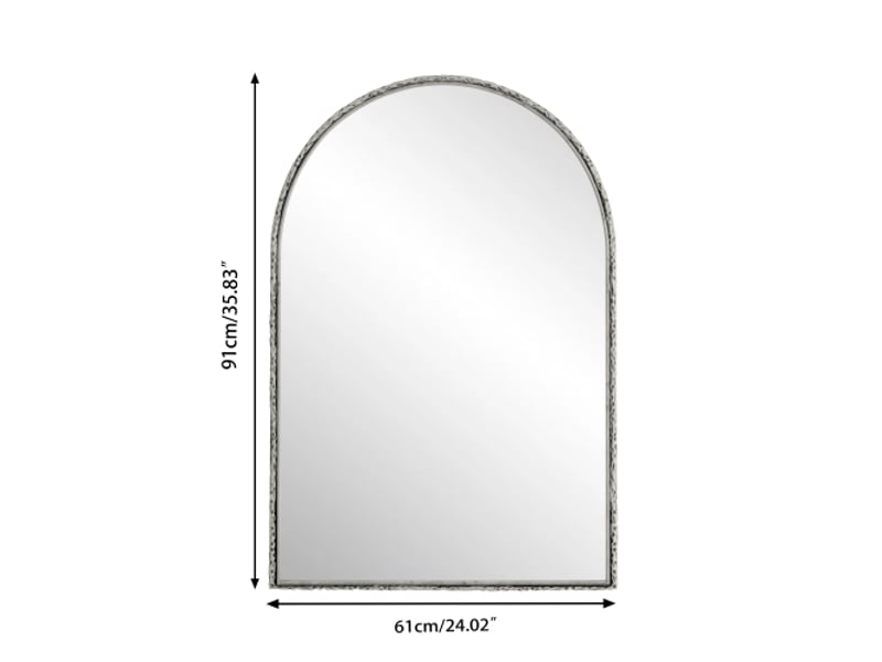 Miroir arqué, miroir mural pour salle de bain, miroir de coiffeuse ou décoration murale, miroir arqué pour salon, chambre, argent - Conforama C