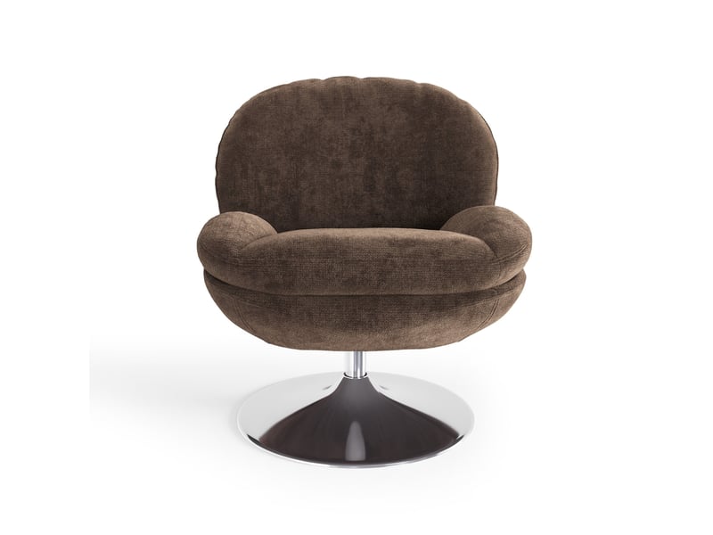  Fauteuil pivotant en velours bouclé brun expresso aspen APF25VBBE - Conforama E