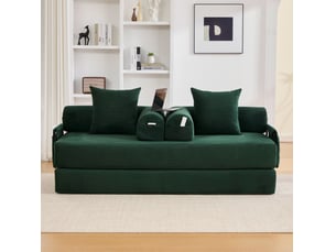 Canapé modulable modenvie 3 places en velours côtelé vert émeraude 200 x 94 x 67 cm