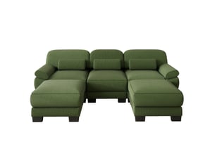 Canapé modulable tcqpz 3 places en u avec 2 poufs 265 x 161 x 94 cm velours côtelé vert