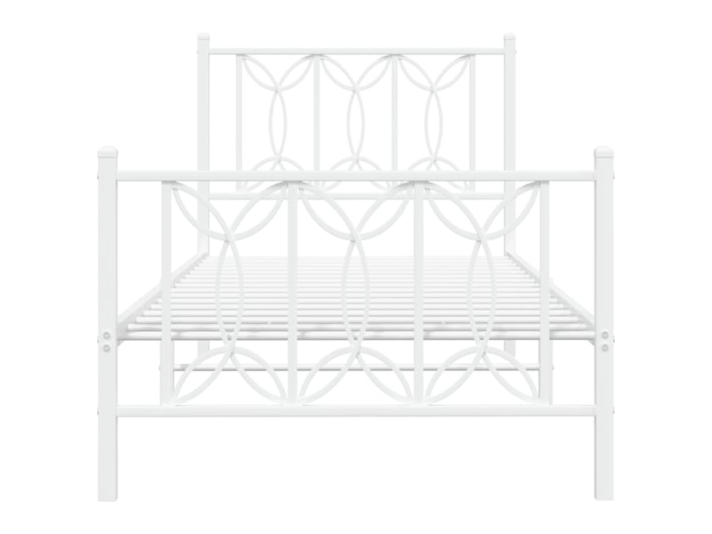  Lit simple- lit adulte -  cadre de lit métal sans matelas avec pied de lit blanc 80x200cm  - Conforama C