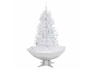 Sapin de noël - arbre de noël neigeux avec base de parapluie blanc 170 cm
