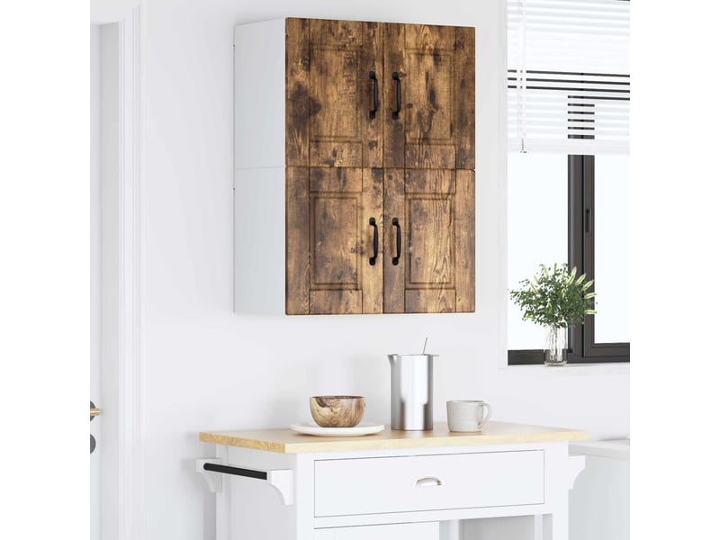 Meuble mural de cuisine | armoire de cuisine 2 pcs chêne fumé bois d'ingénierie shl3288 - Conforama D