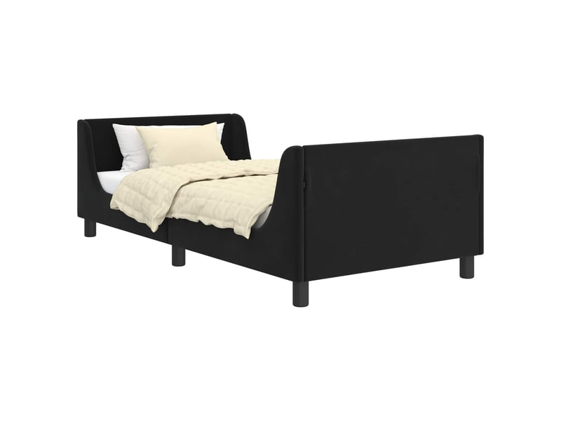  Cadre de lit pour enfants - lit jeune avec tête de lit noir 90 x 200 cm  - Conforama A
