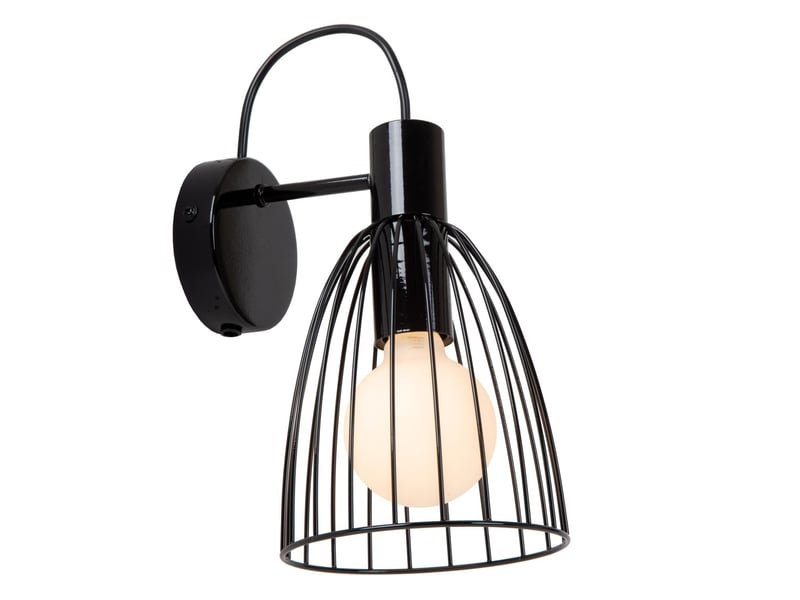 Applique murale 1xe27 40w dimmable métal noir - lucide - macarons  - Conforama D
