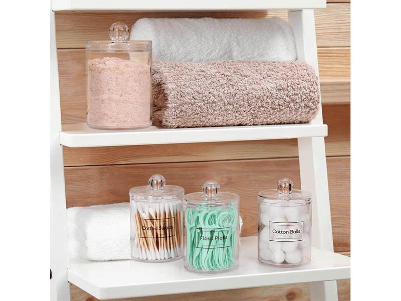  Lot de 3 pots distributeurs de cotons-tiges pour salle de bain - support en plastique blanc pour cotons-tiges  - Conforama D