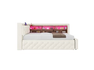 Lit extensible 90x190 cm coloris beige