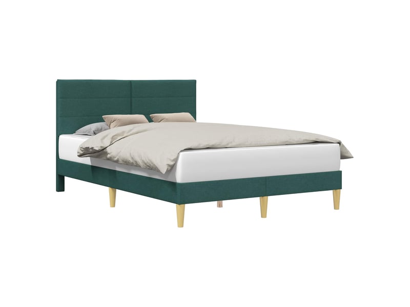  Lit double- lit adulte -  cadre de lit avec tête de lit vert foncé 120 x 190 cm tissu  - Conforama A